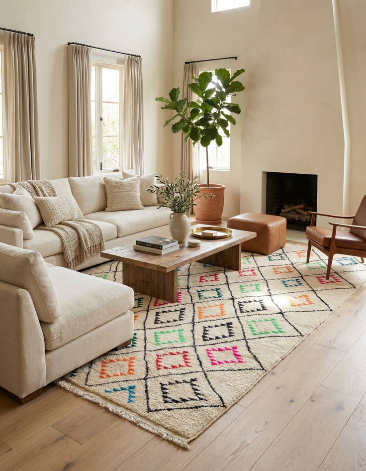 Detail image of 6' 5 x 9' 4  Hand Knotted Moroccan Wool Rug