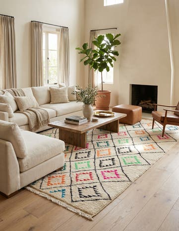 6' 5 x 9' 4 Hand Knotted Moroccan Wool Rug