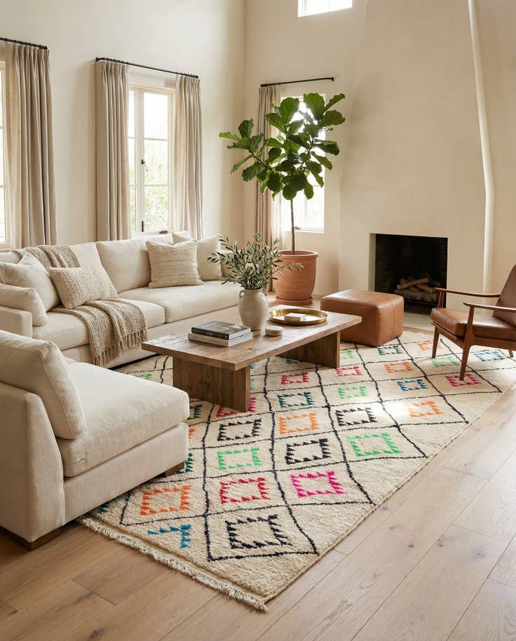 Detail image of 6' 5 x 9' 4 Hand Knotted Moroccan Wool Rug