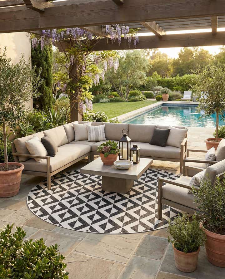 13' x 13' Easy-Clean Jill Zarin Indoor / Outdoor Round Rug