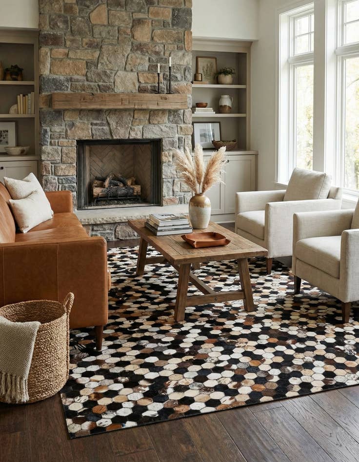 Detail image of 5' 1 x 8' Cowhide - Patchwork Rug