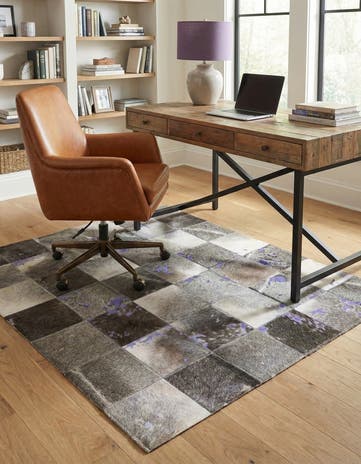 4' x 5' 9 Cowhide Leather Rug