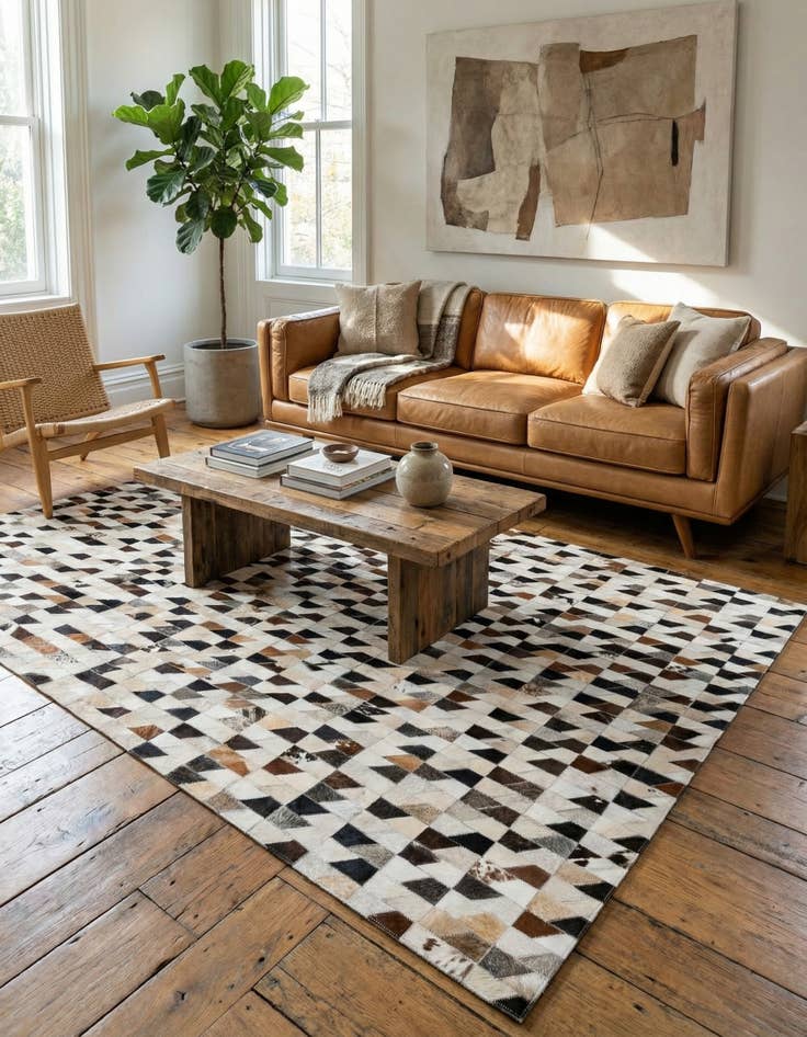 Detail image of 5' x 8' Cowhide Stocks Rug