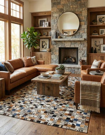 5' x 8' Cowhide Leather Rug