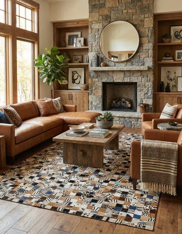 5' x 8' Cowhide Leather Rug