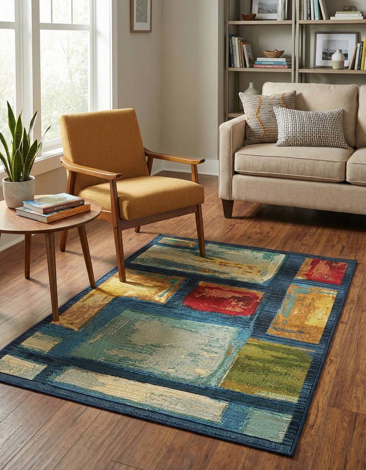 Detail image of  2' 2 x 3'  Washable Modern Indoor / Outdoor Rug