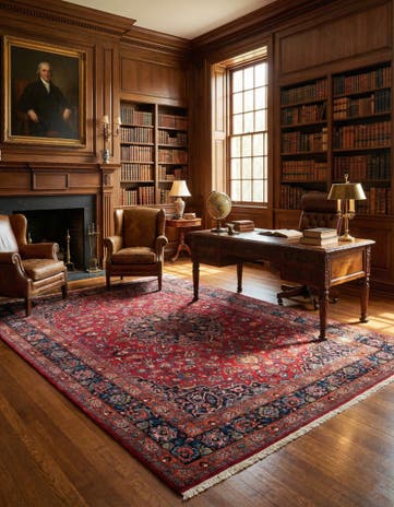 8' 1 x 11' 9 Hand Knotted Mashad Persian Wool Rug