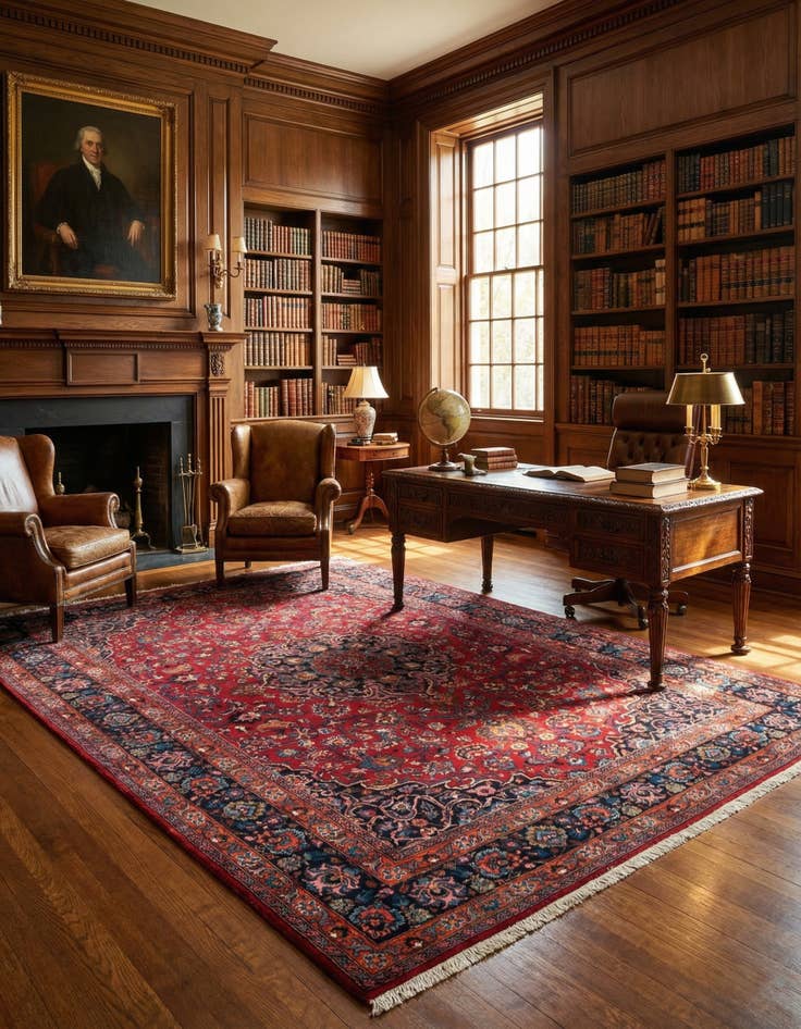 Detail image of  8' 1 x 11' 9  Hand Knotted Mashad Persian Wool Rug