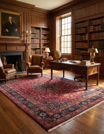 8' 1 x 11' 9 Hand Knotted Mashad Persian Wool Rug
