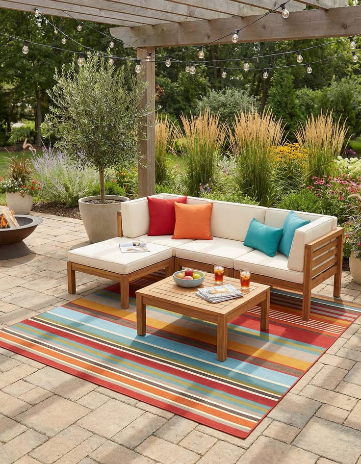 Detail image of  10' x 10'  Washable Modern Indoor / Outdoor Square Rug