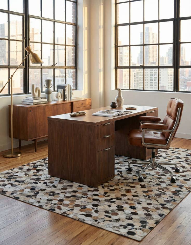 Detail image of  5' 1 x 7' 10 Cowhide Leather Rug