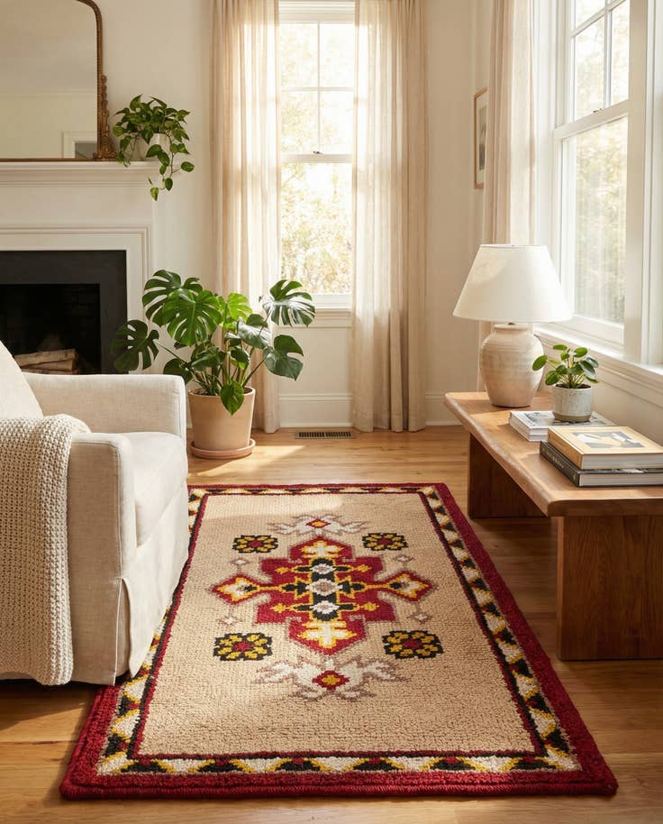 Detail image of 2' 6 x 4' 5 Hand Knotted Moroccan Wool Rug