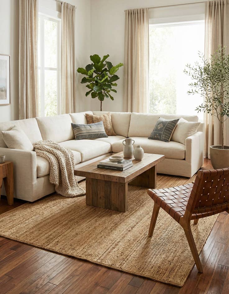 Detail image of  9' x 12' 2  Hand Braided Jute Rug