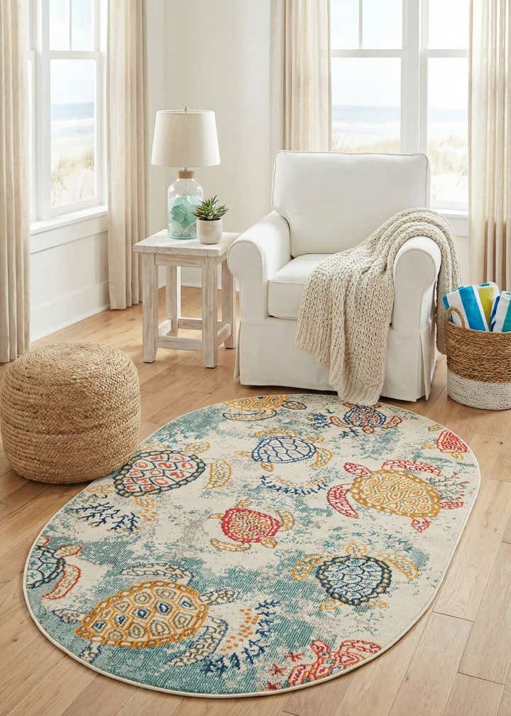 4' 1 x 6' 1 Washable Amalfi Oval Rug
