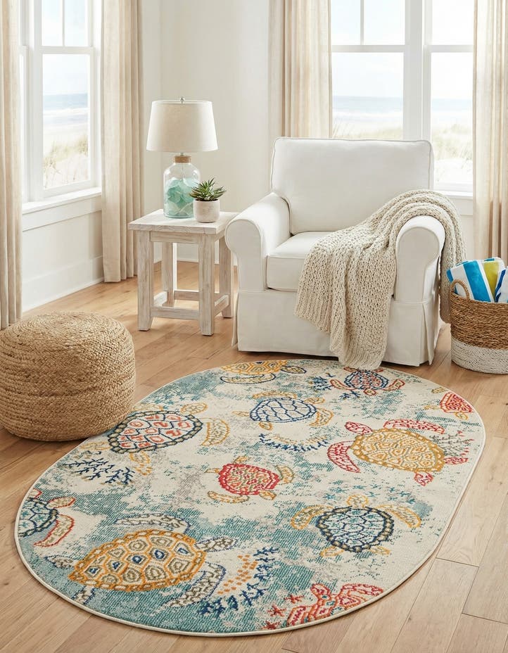 4' 1 x 6' 1 Washable Amalfi Oval Rug