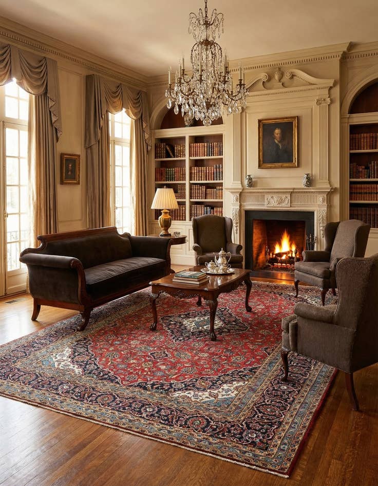 Detail image of 8' 4 x 11' 11 Kashan Wool Rug