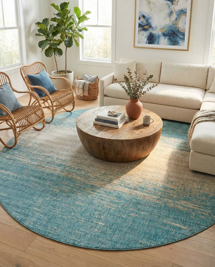 Detail image of 13' x 13' Easy-Clean Modern Indoor / Outdoor Round Rug