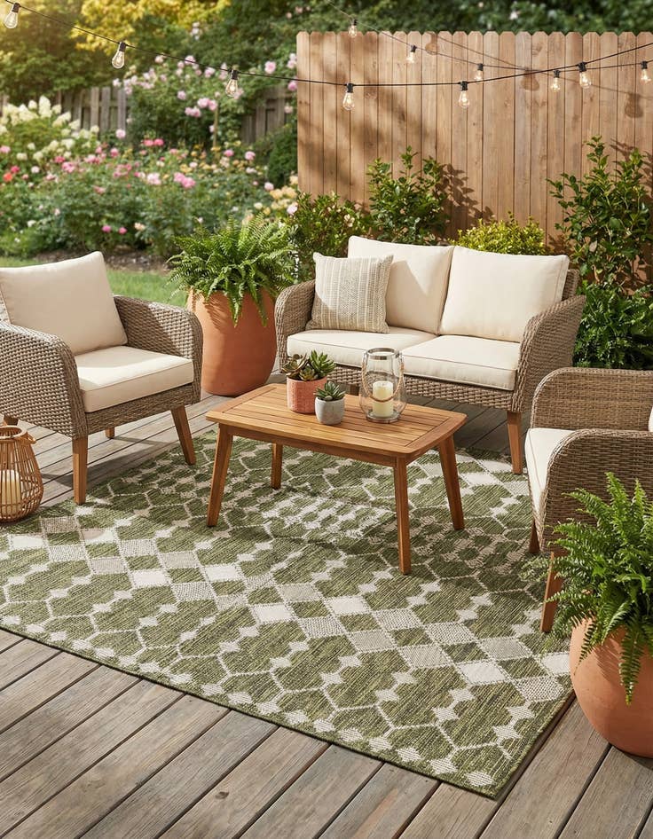 Detail image of 5' 3 x 8'  Washable Trellis Indoor / Outdoor Rug