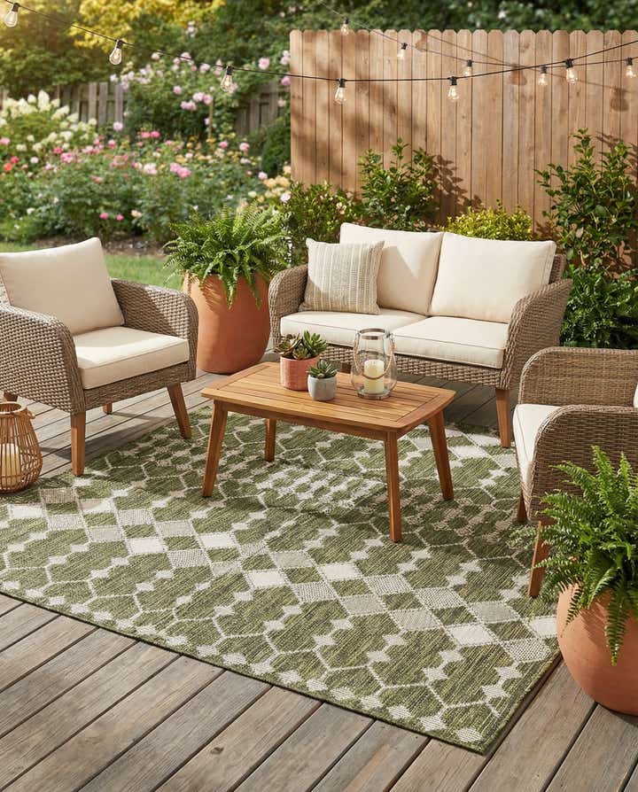 5' 3 x 8' Easy-Clean Trellis Indoor / Outdoor Rug