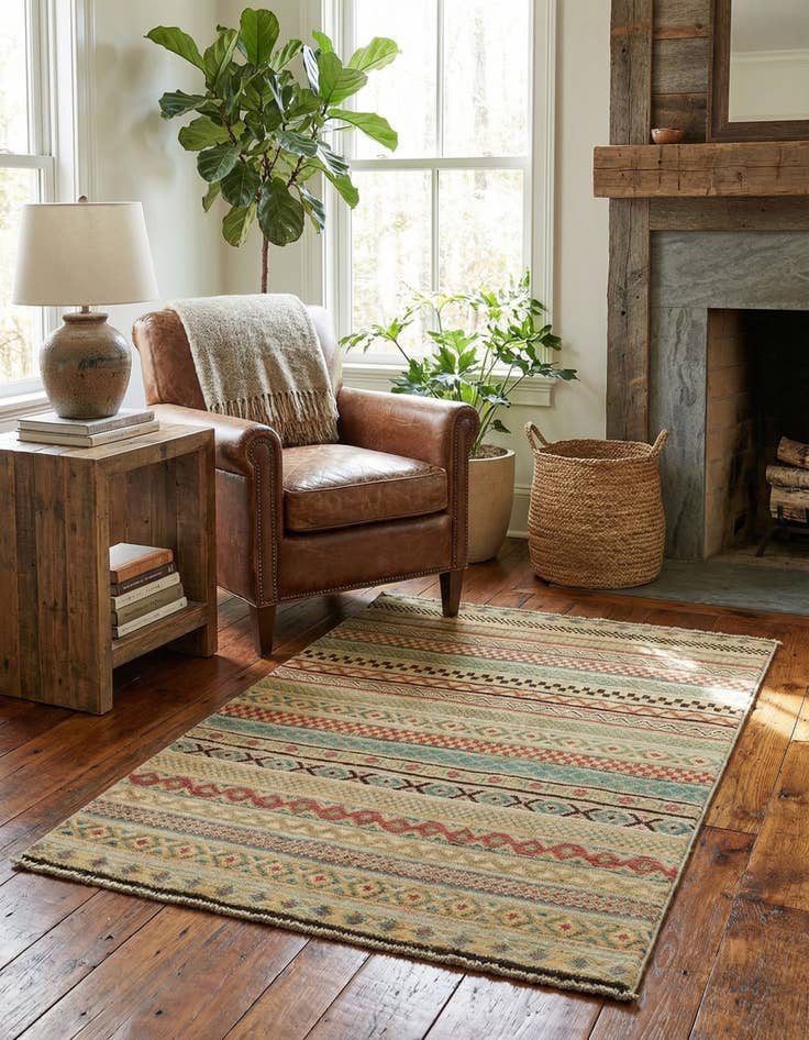 Detail image of 2' 9 x 4'  Hand Knotted Modern Ziegler Rug