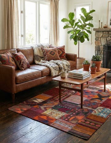 4' x 6' Hand Woven Kilim Patchwork Wool Rug