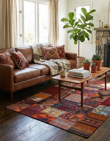 4' x 6' Hand Woven Kilim Patchwork Wool Rug