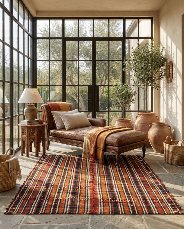 Detail image of 4' 10 x 7' Jajim Wool Rug