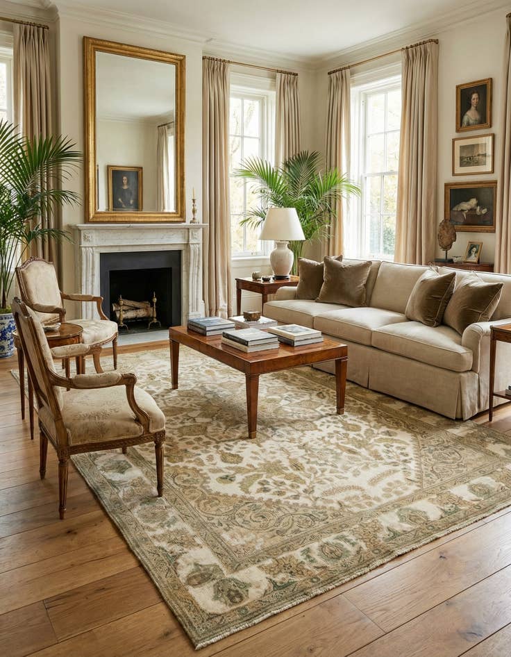 Detail image of 7' 10 x 11' 6  Hand Knotted Vintage Royal Persian Wool Rug