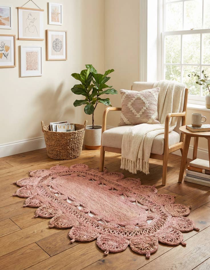 Detail image of  3' 1 x 5' 1  Hand Braided Jute Oval Rug