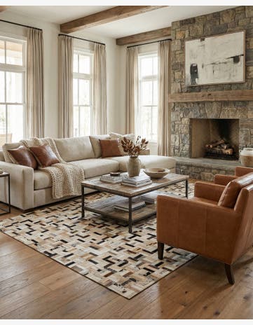 5' x 7' 10 Cowhide Leather Rug