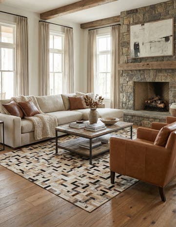 5' x 7' 10 Cowhide Leather Rug