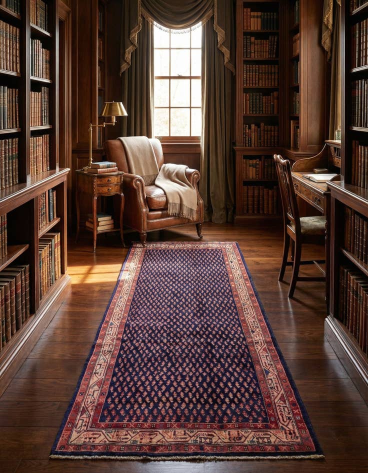 Detail image of 4' 6 x 10' 4  Hand Knotted Farahan Persian Wool Runner Rug