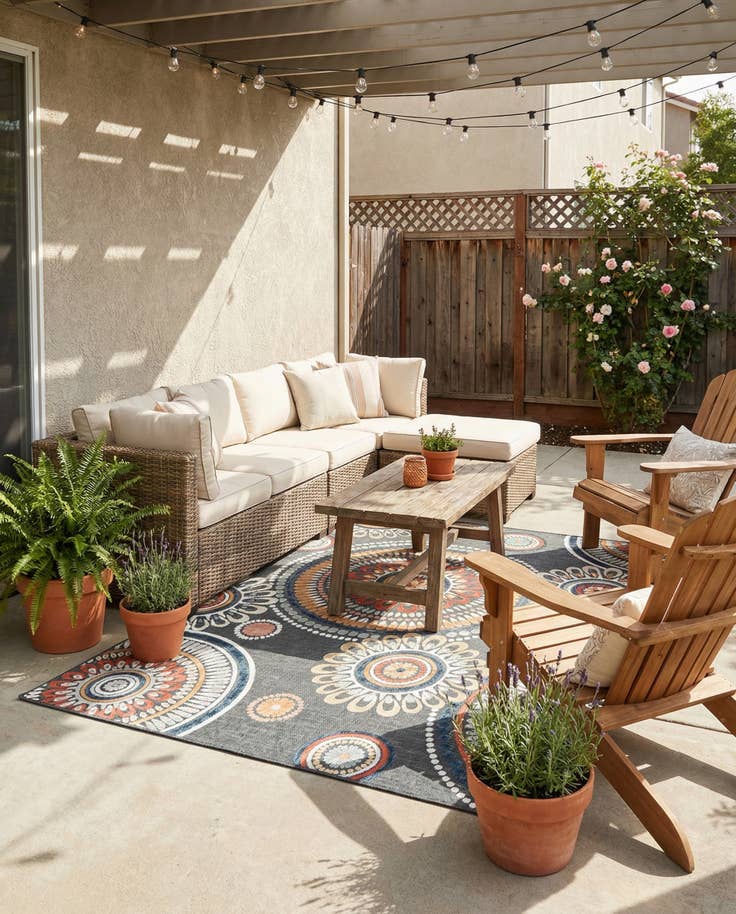 Detail image of 6' 4 x 9' Easy-Clean Botanical Indoor / Outdoor Rug