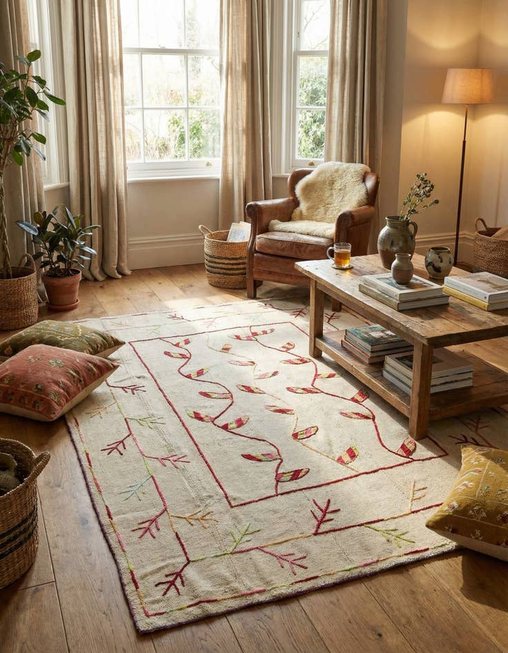 Detail image of  5' 3 x 6' 6  Hand Woven Kilim Suzani Wool Rug