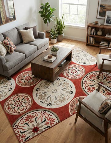 Terracotta Easy-Clean Modern Indoor / Outdoor Rug