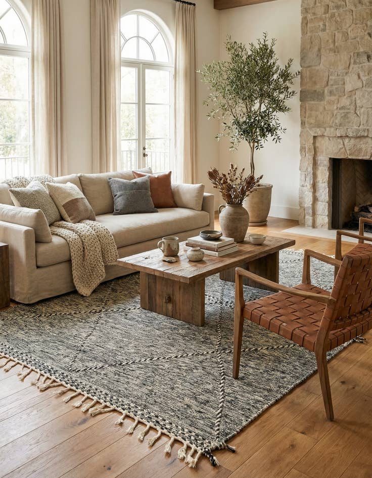 Detail image of 6' 7 x 9' 10  Hand Knotted Moroccan Wool Rug