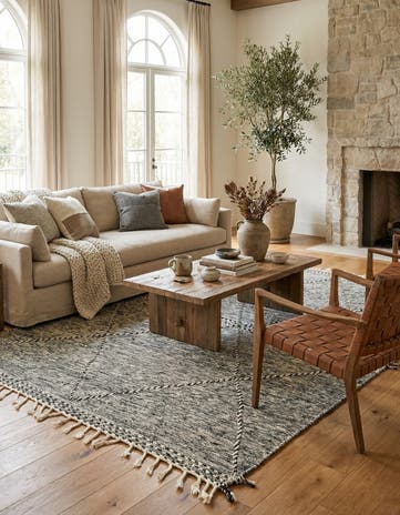 6' 7 x 9' 10 Hand Knotted Moroccan Wool Rug