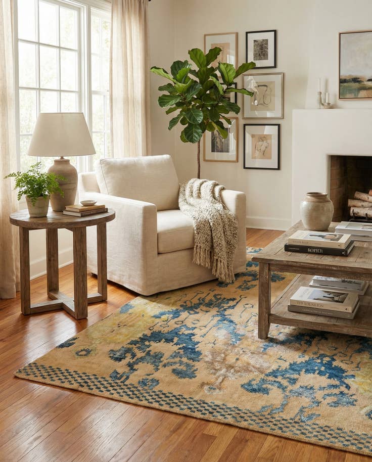 Detail image of 4' 10 x 7' 8 Hand Knotted Darya Rug