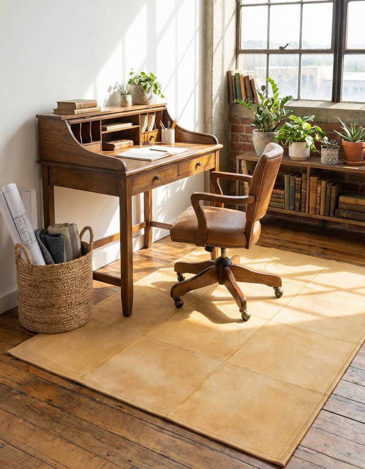 Detail image of  2' 1 x 3' 1 Cowhide Leather Rug