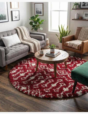 7' 10 x 7' 10 Moroccan Trellis Shag Round Rug