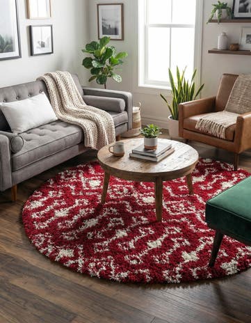 7' 10 x 7' 10 Moroccan Trellis Shag Round Rug