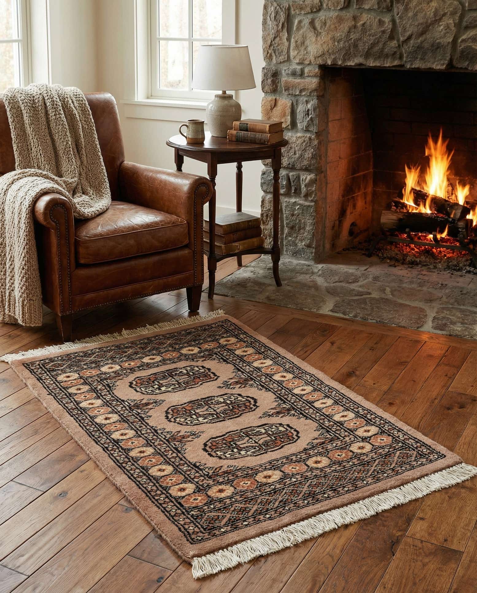 65cm x 95cm anudado a mano Bokhara Alfombra Oriental Lana