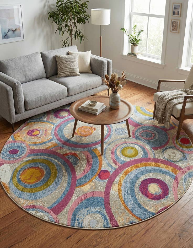 Detail image of  7' 10 x 7' 10  Washable Modern Indoor / Outdoor Square Rug