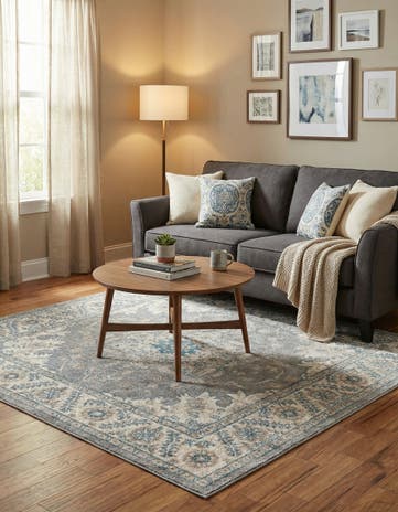 Gray Viola Square Rug
