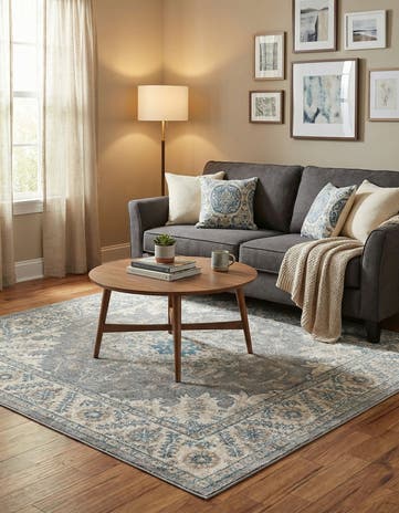 Gray Viola Square Rug