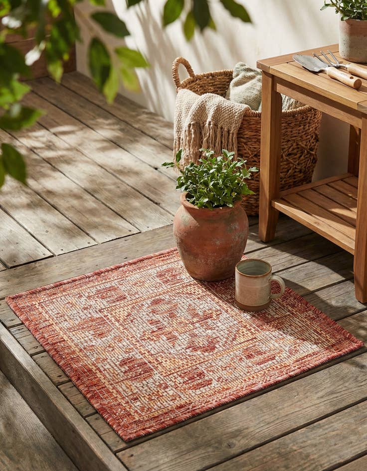 Detail image of  1' 4 x 1' 4  Washable Traditional Indoor / Outdoor Sample Rug