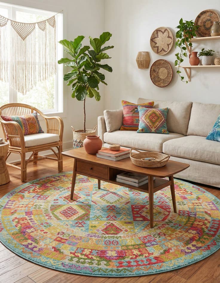 Detail image of  8' x 8'  Washable Mesa Round Rug