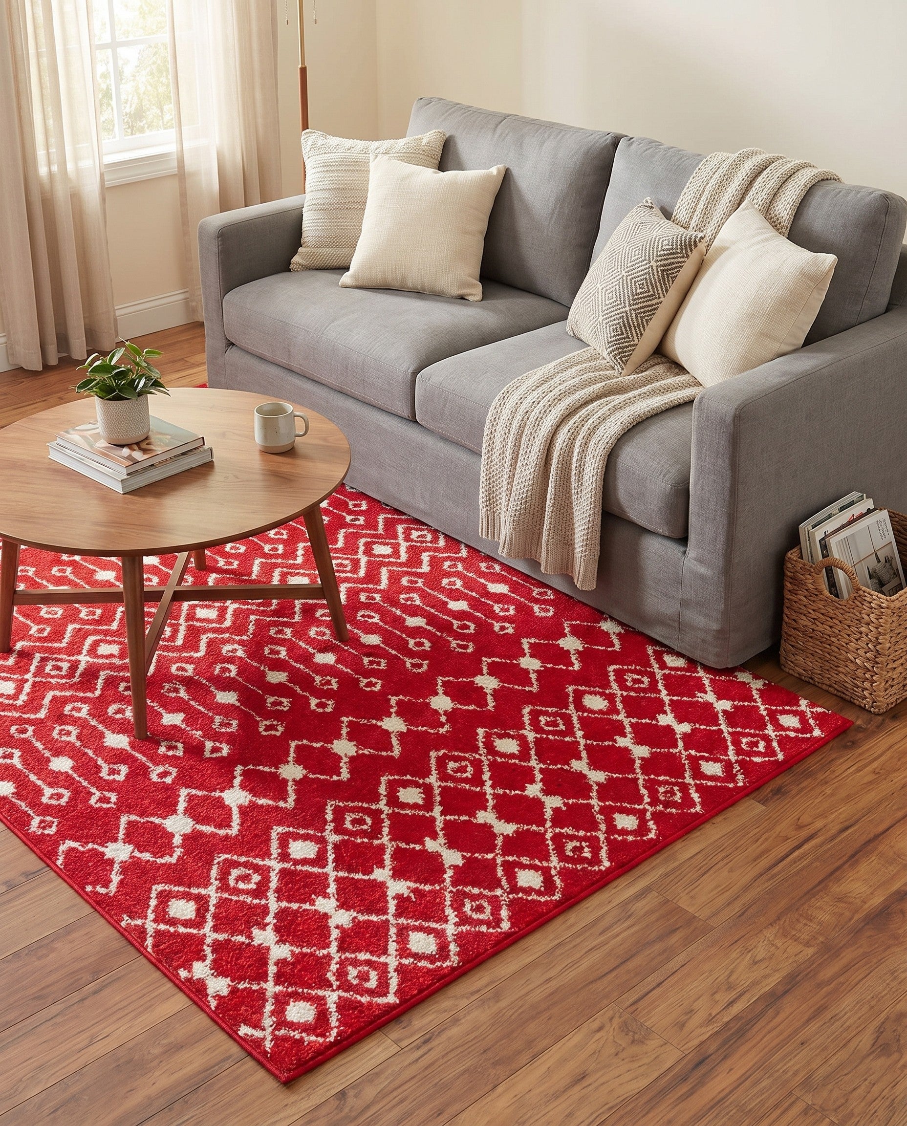 Burgundy Red Moroccan Trellis Rug