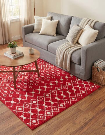 Burgundy Red Moroccan Trellis Rug