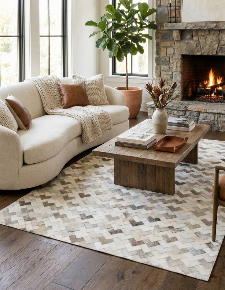 Detail image of 6' x 9' Cowhide Stocks Rug